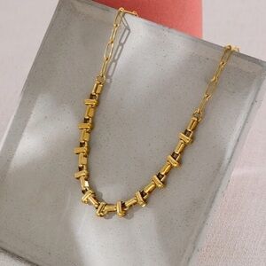 New Chunky 18k Gold Plated Paperclip Chain Link Necklace